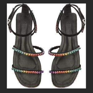 SCHUTZ Black and Pink Bohemian Sandals